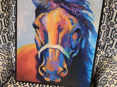 Colorful Abstract Horse Painting Wall Art