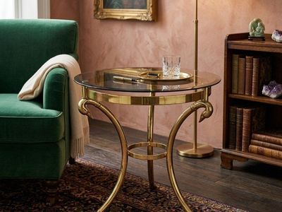 Gorgeous Vintage Italian Brass + Glass Swan Table