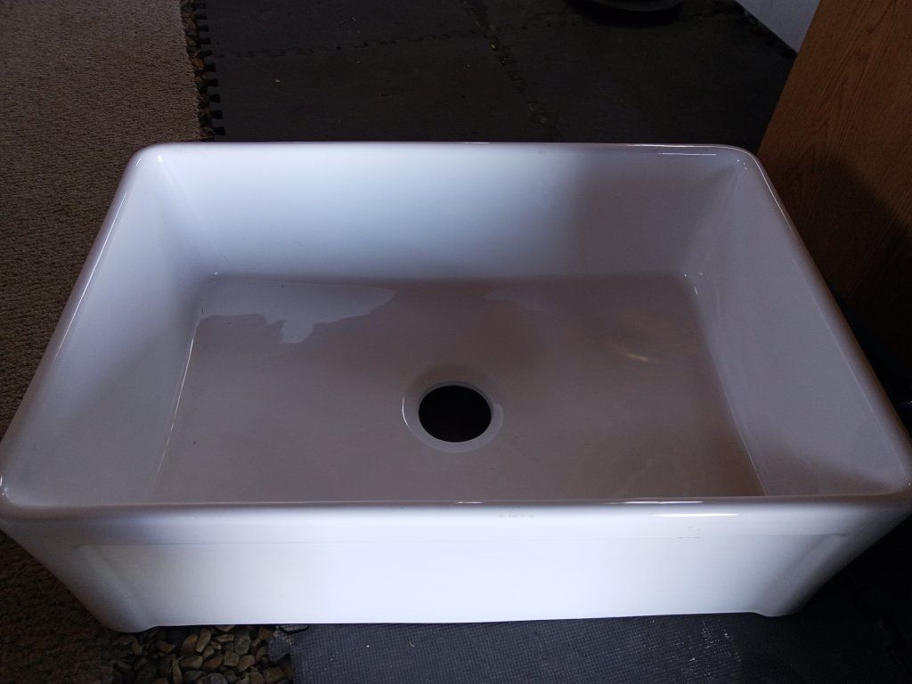 White Rectangular Farmhouse Sink