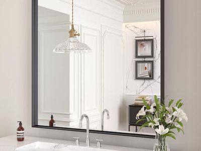 32" x 32" Black Bathroom Tempered Glass Mirror
