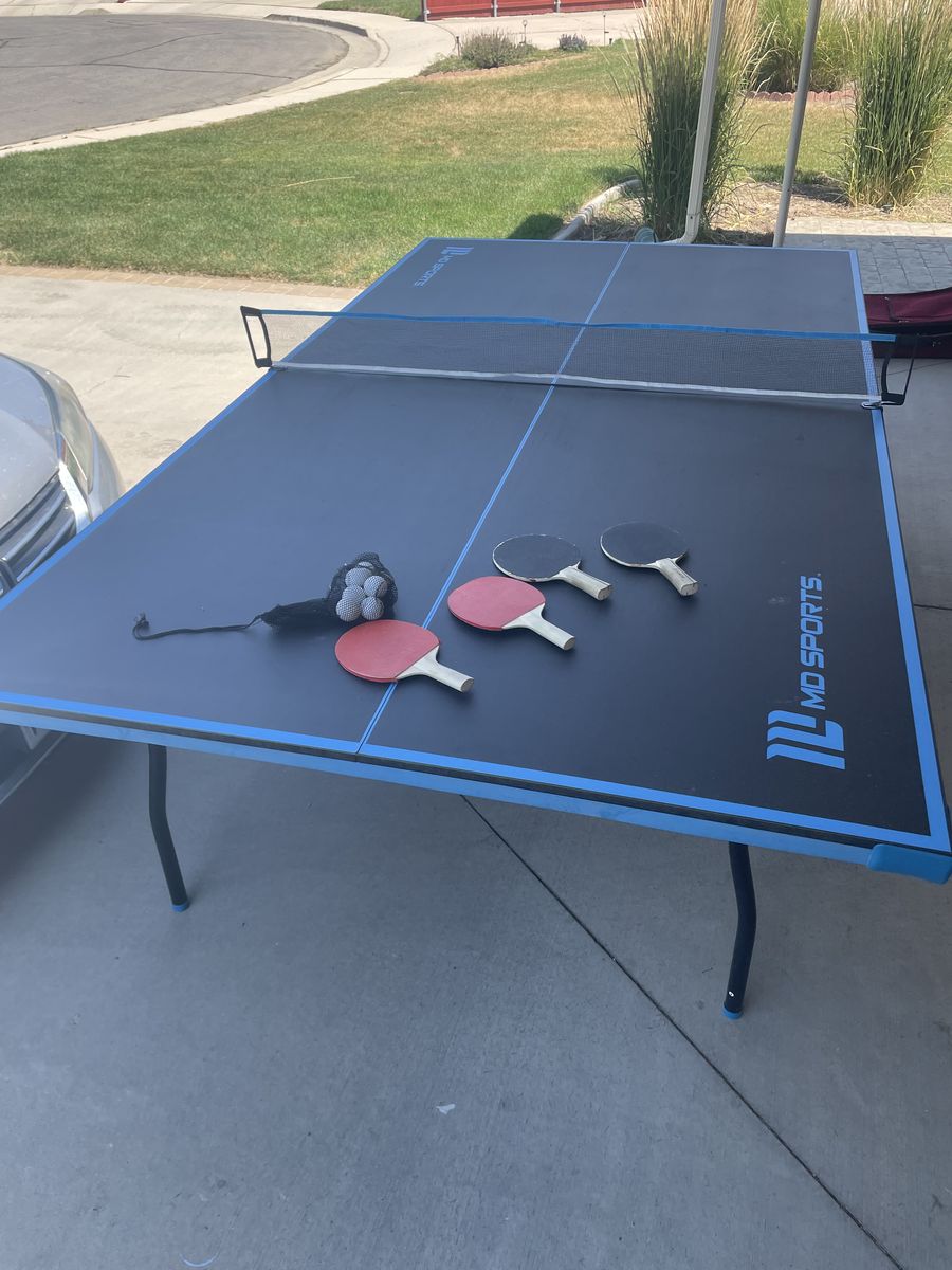 MD Sports Table Tennis Table with Net, Paddles, & Balls - Foldable Ping Pong Table