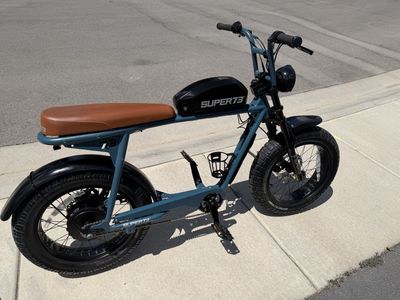 SUPER73 S2 Electric Bike - Blue/Brown, Fat Tires, Integrated Battery, E-Bike