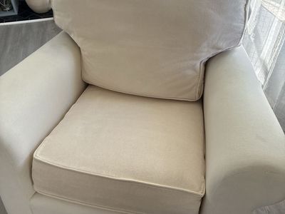 Cream Swivel Armchair Upholstered Accent Chair