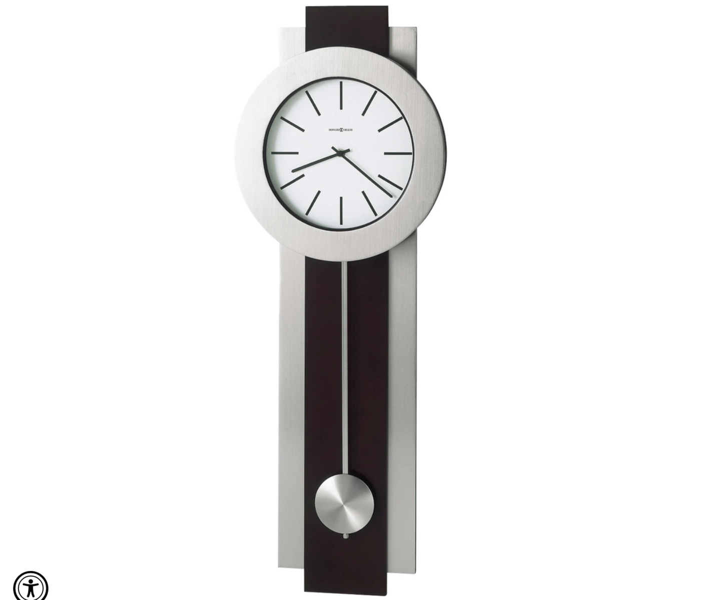 New in Box Howard Miller Wall Clock 625-279 Bergen Modern Merlot Cherry Finish Nickel