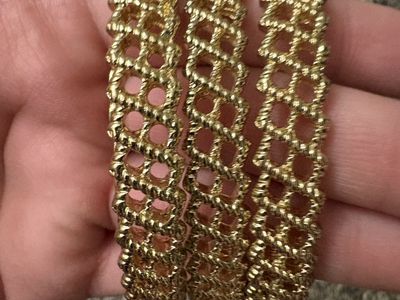 Set of 3 Gold Tone Textured Honeycomb Pattern Bangle Bracelets