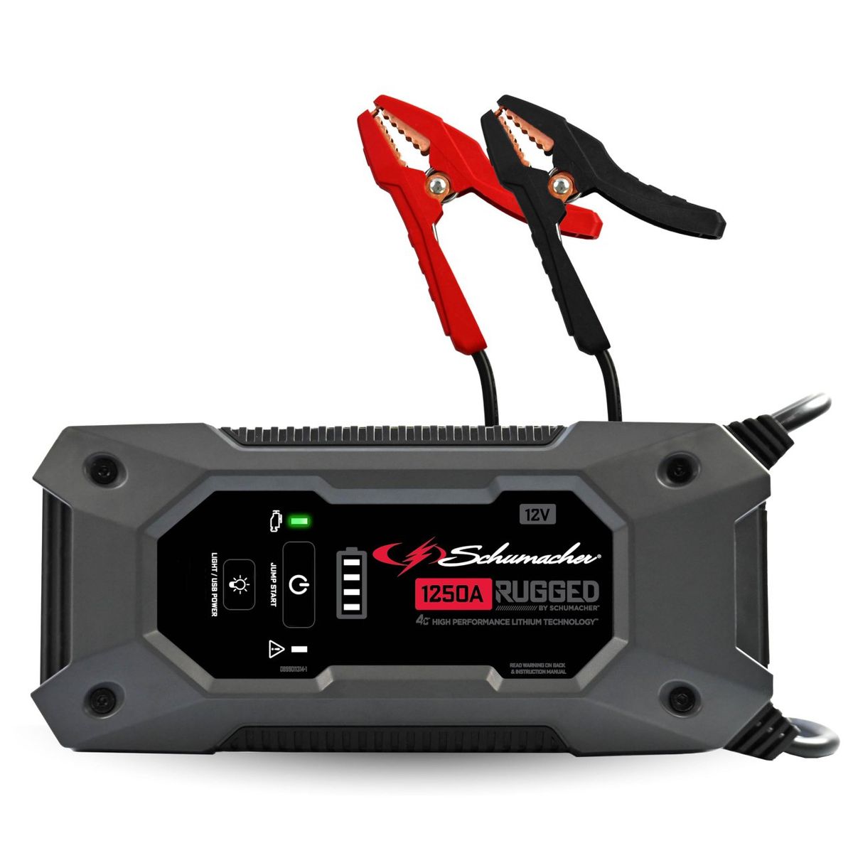 Schumacher RUGGED SL1596 1250A 12V 3-in-1 Lithium Jump Starter with Work Light & USB Charger