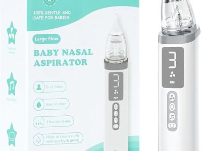 NEW Electric Nasal Aspirator for KIDS, 3 Silicone Tips, Adjustable Suction Level, Music and Light Soothing Function