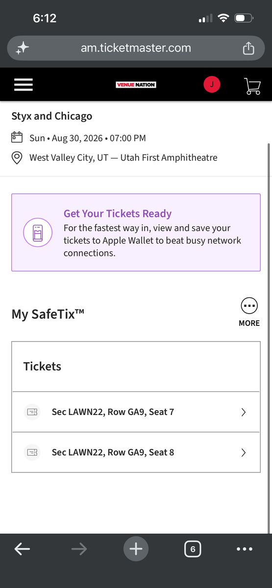Styx and Chicago tickets for Arrow Fest.  2 tickets for Sunday night on the lawn