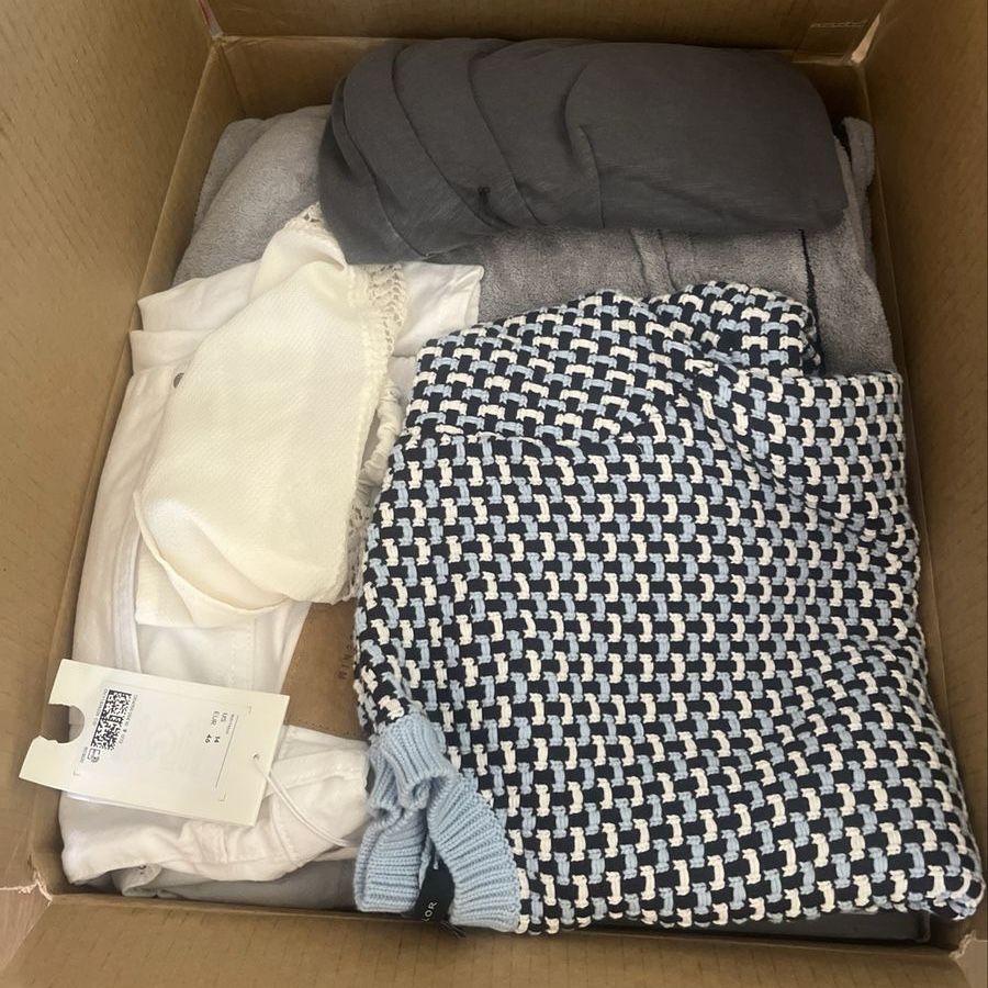 Assorted Bundle Box of Unopened Items & Clothes