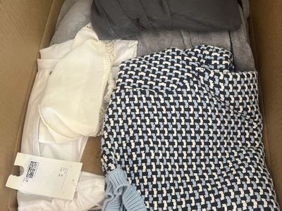 Assorted Bundle Box of Unopened Items & Clothes