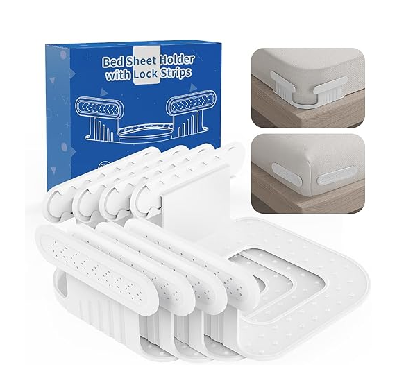 NEW Bed Sheet Holders for Corners (Set of 4) New Upgrade Lock Sheet Straps Keep Sheets Tight & Wrinkle-Free