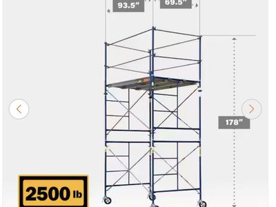 MetalTech Saferstack 7' x 5' x 10' 2-Level Rolling Scaffold Tower Set (No Wheels)