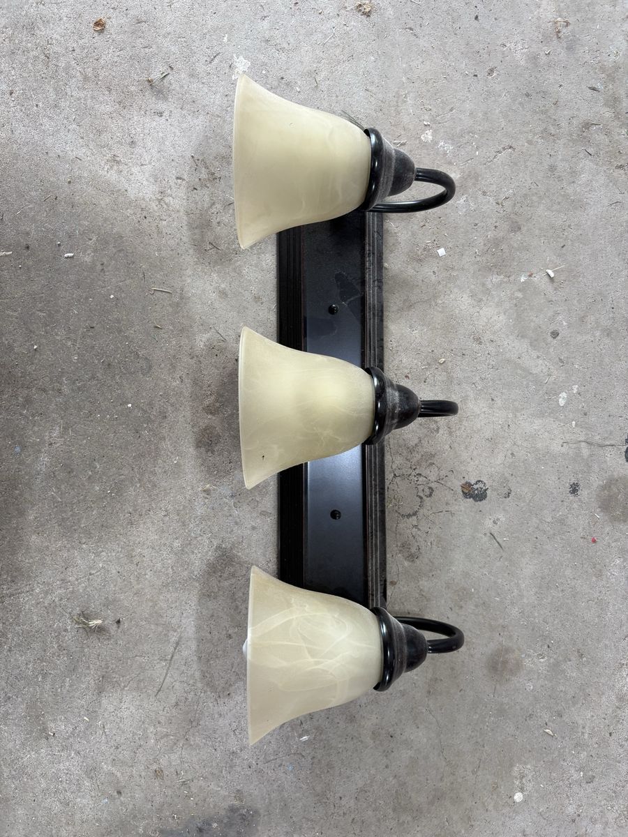 3-Light Vanity Sconce Fixture with Alabaster Glass Shades - Black Finish