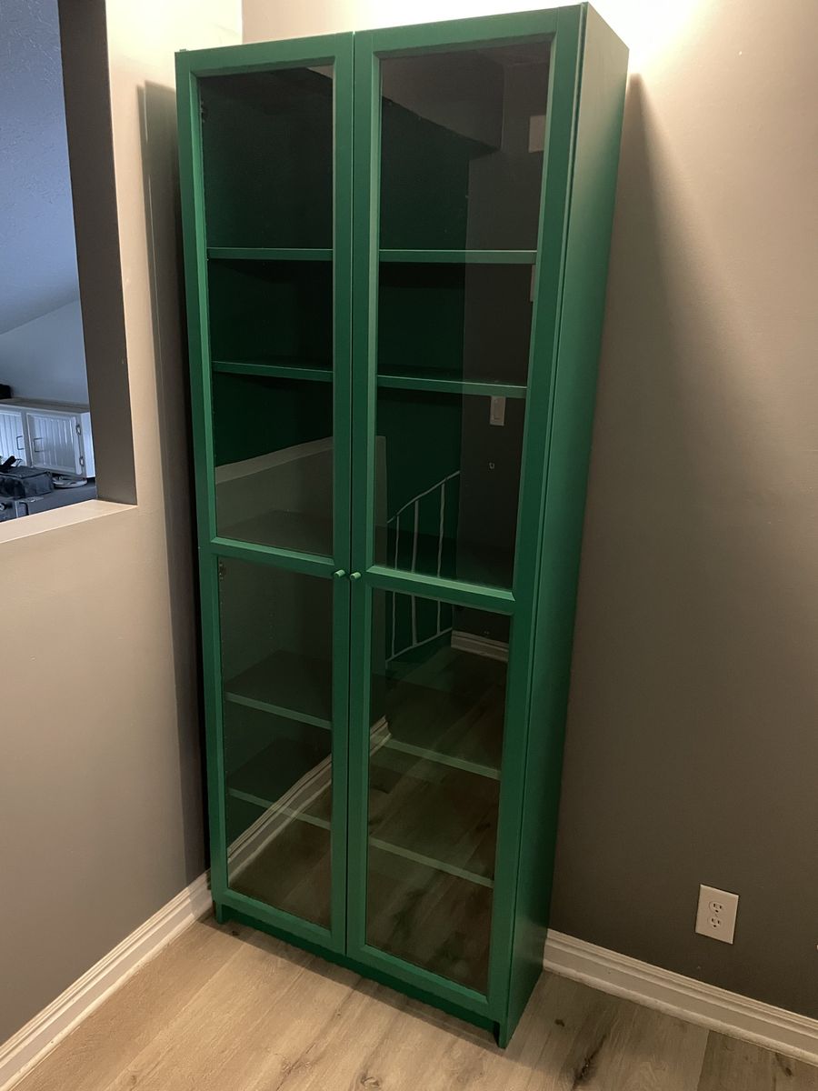 IKEA BILLY Green Glass Door Bookcase Cabinet – Limited Edition