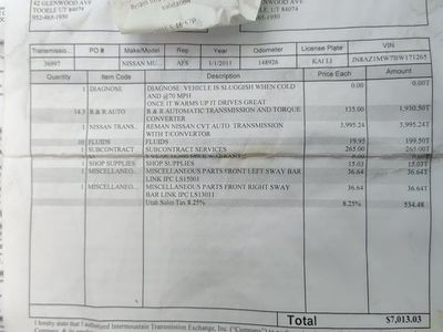2011 Murano New Reman CVT transmission