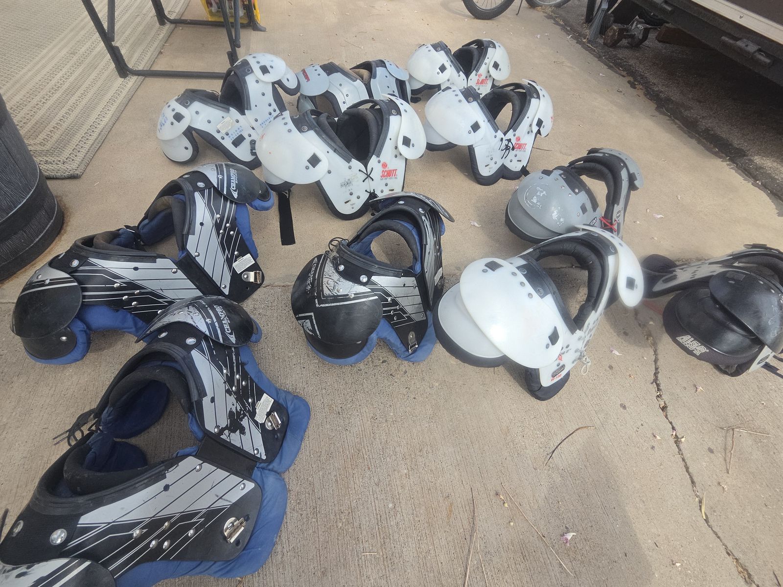 Kids football shoulder pads. $10 each or all for 80