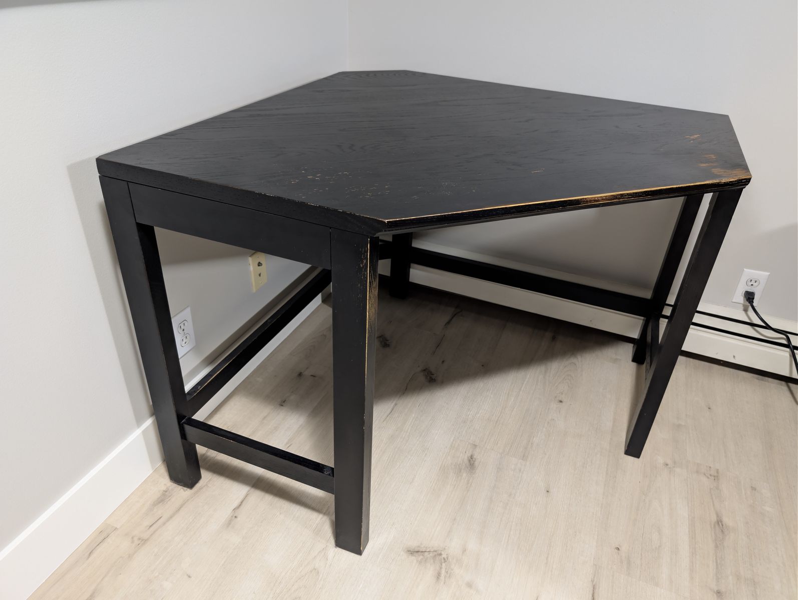 Solid Wood Black Corner Desk