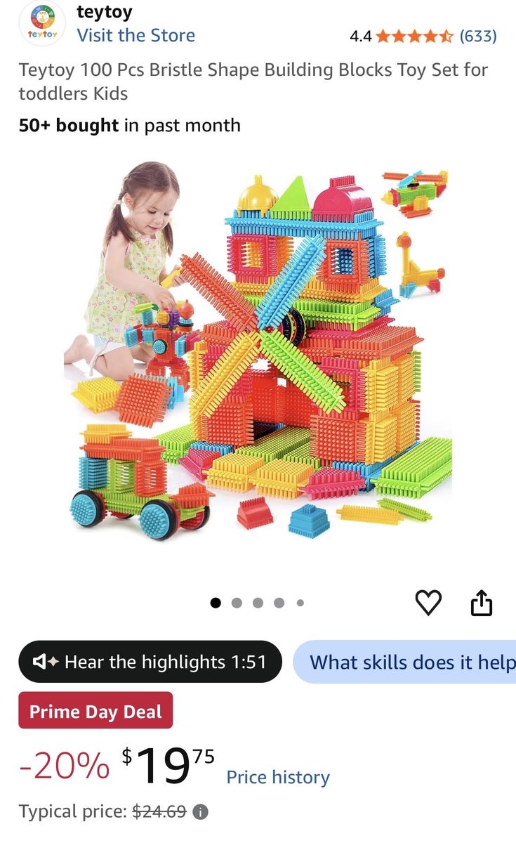 Bristle Building Blocks Toy Set for Toddlers Kids - STEM Learning
