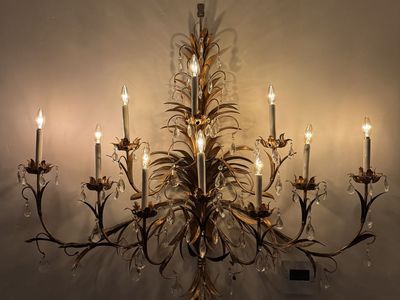 1980s Gold 10- Bulb Wall Sconce Light