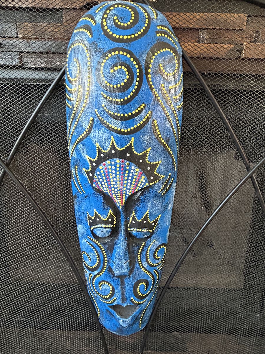 Whimsical Colorful Wood Bahama's Face mask art