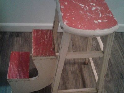 Antique Wooden Rustic Fold Out Library Stool