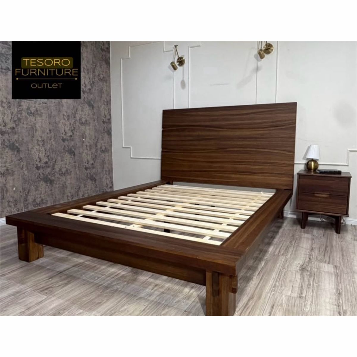 MODERN ACACIA QUEEN BED WE OFFER DELIVERY
