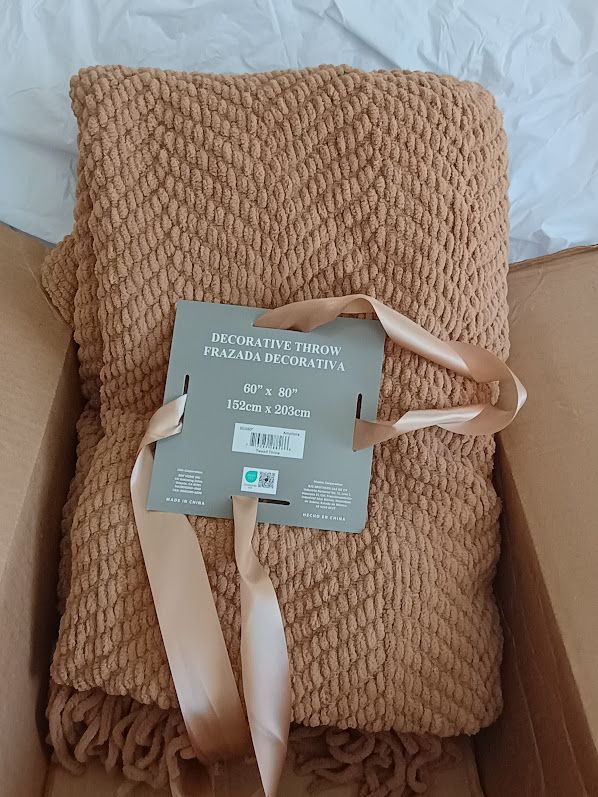 Brown Decorative Knitted Throw Blanket 60" by 80"