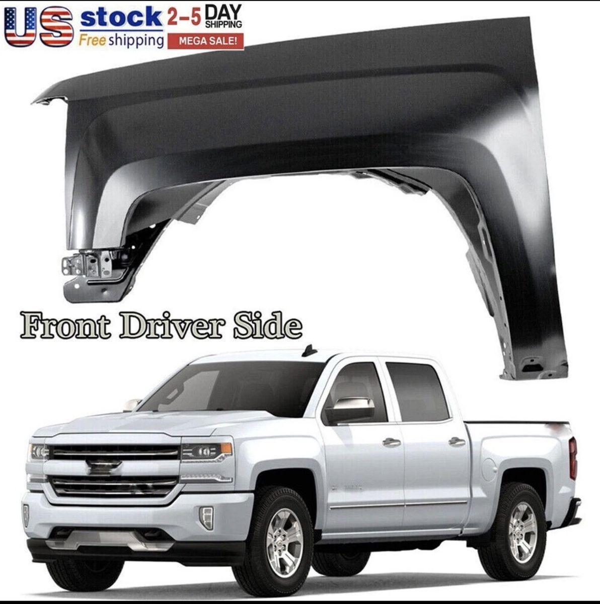 NEW Front Left Fender Assembly For 2014-2019 Chevy Silverado 1500 Primed Black