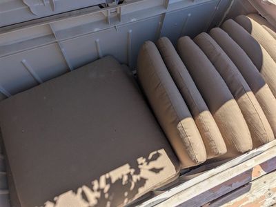 Stone top patio with cushions 8 seat heavy outdoor table