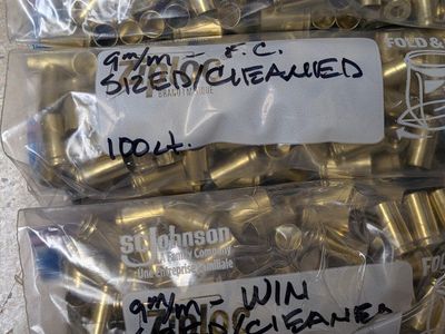 9mm brass, sized, cleaned