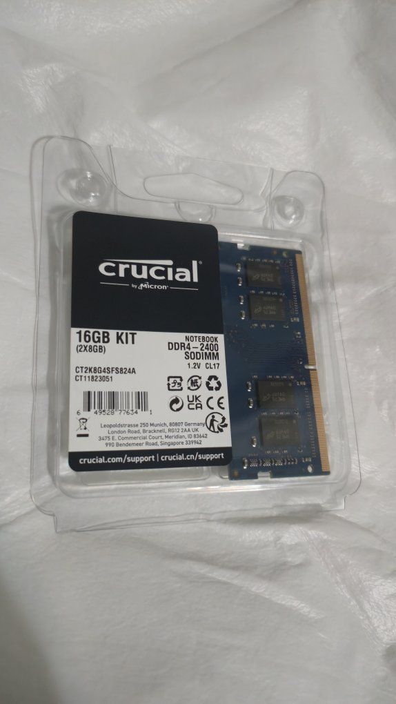 Crucial 8GB Kit (1x8GB) DDR4-2400 SODIMM 1.2V CL17 Notebook RAM CT2K8G4SFS824A