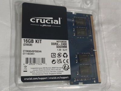 Crucial 8GB Kit (1x8GB) DDR4-2400 SODIMM 1.2V CL17 Notebook RAM CT2K8G4SFS824A