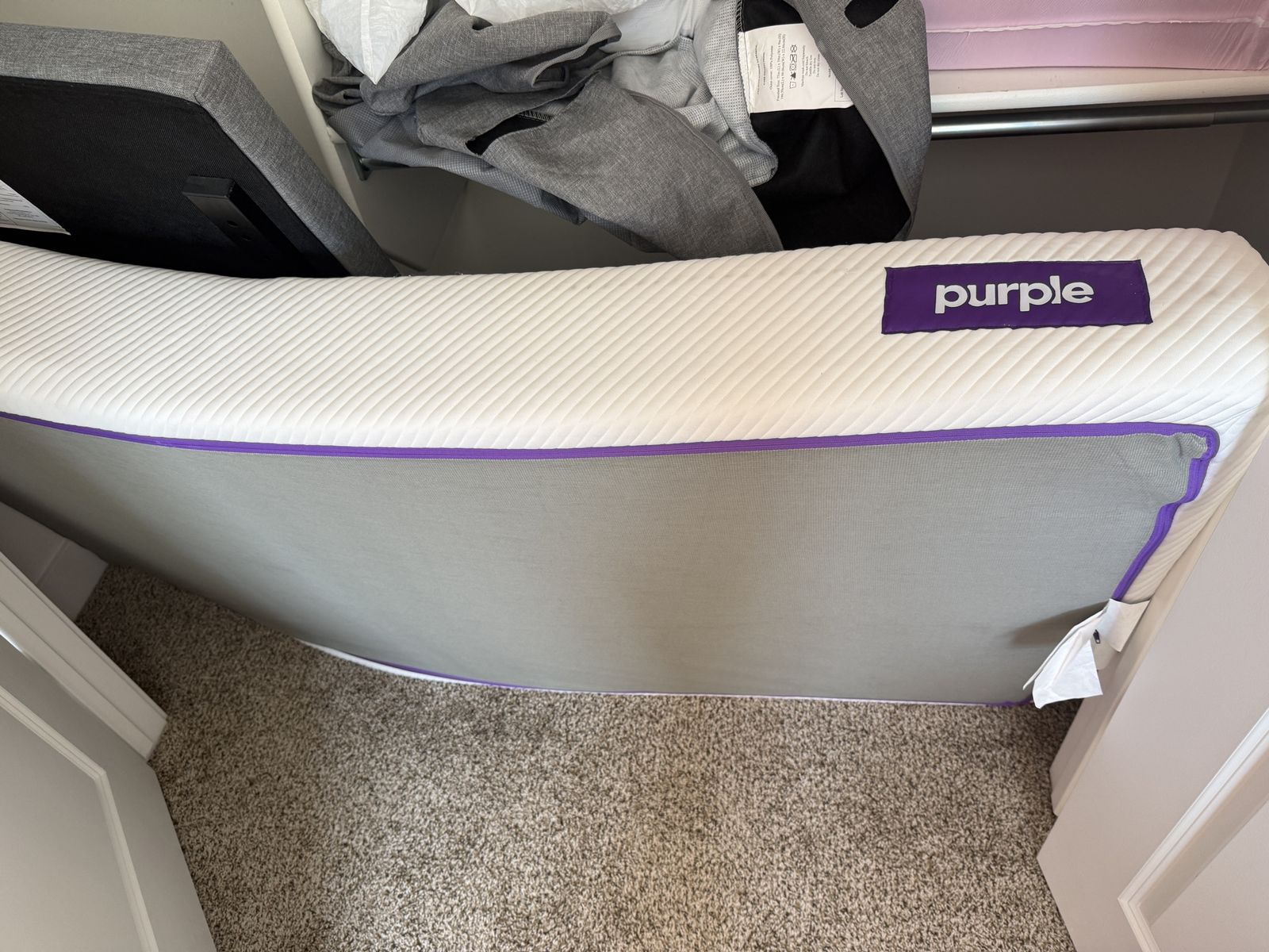 Purple Mattress and Foldable Platform Bed Frame Set