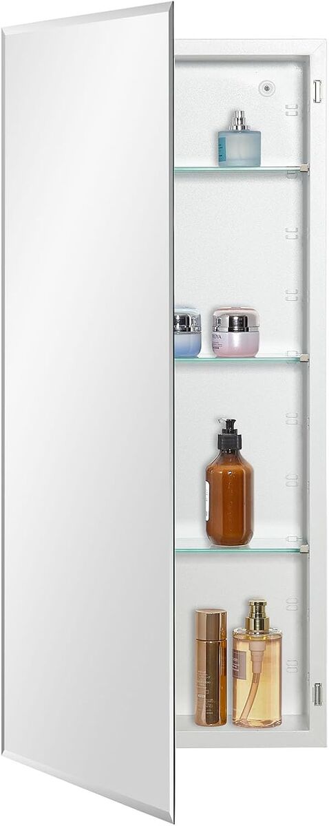 Bathroom Medicine Cabinet with Beveled Edge Mirrored Door 16 x 36 inch