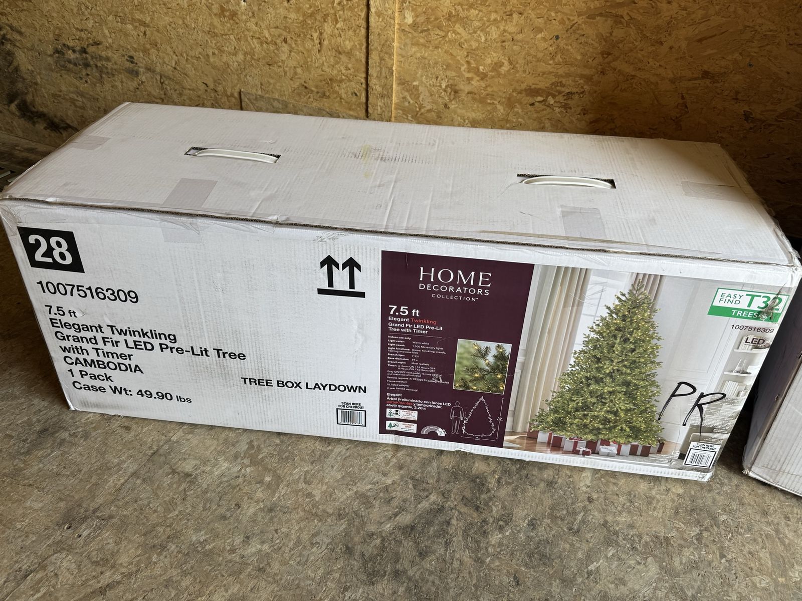 Home Decorators 7.5’ pre-lit grand fir with timer