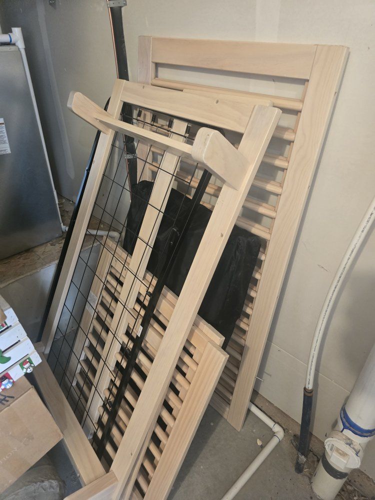 Wooden Baby Crib Disassembled Natural Wood Finish