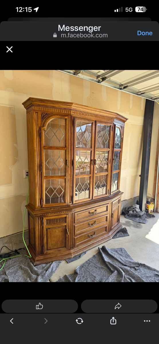 Hickory Manufacturing, solid Oak vintage china hutch