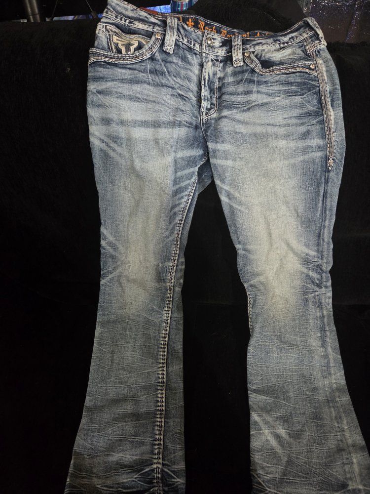 Rock Revival Women's Embellished Blue Denim Jeans size 31