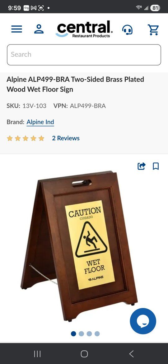 Alpine ALP499-BRA Two-Sided Brass Plated Wood Sign