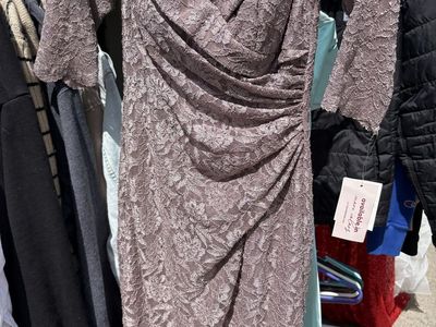 Oleg Cassini Women's Lace Off-the-Shoulder Sheath Maxi Dress, Size 4, Dusty Lavender, NWT