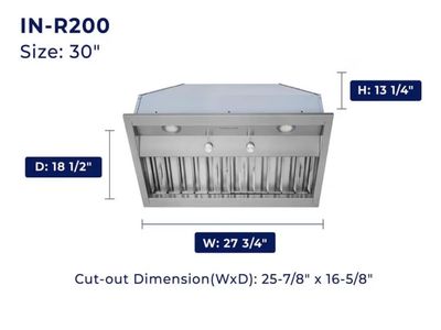New in box, Hauslane 30 inch built in range hood.