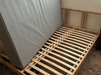 IKEA FJELLSE Wood Full (double) Bed (54” x 74”) Frame w/ Luroy Slats & Mattress