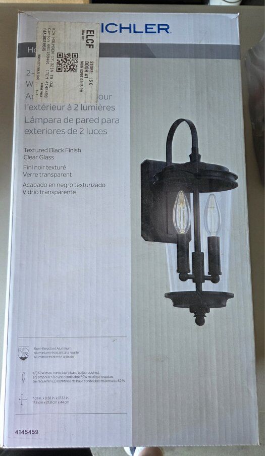 Two Kichler Holmden 2 Light Outdoor Wall Lights