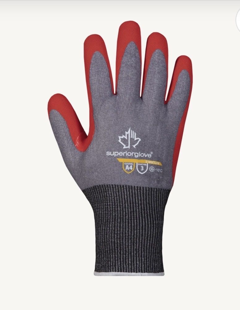 Superior Glove Dexterity S18WTFN Nitrile-Coated Work Gloves - Cut Resistant A4, Size M/8