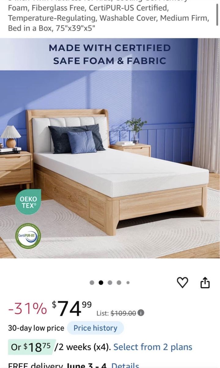 Twin 5” Cooling Gel Memory Foam Mattress – New in Box