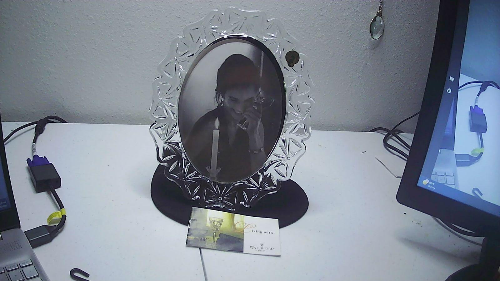 Vtg 1995 Oval Waterford Crystal Picture Frame NOS w/Box 7.75x9.5" Bow Design