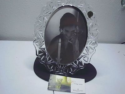 Vtg 1995 Oval Waterford Crystal Picture Frame NOS w/Box 7.75x9.5" Bow Design