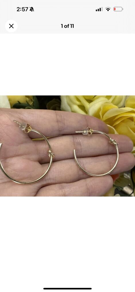 $749 Gucci Knot Sterling Silver 18 K Gold Earrings