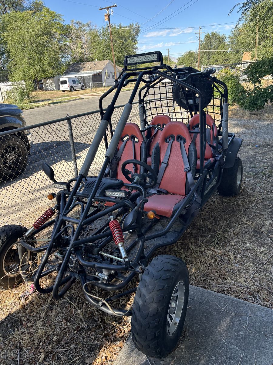 4-Seater Off-Road Utility Buggy UTV - Black Frame with Red Seats