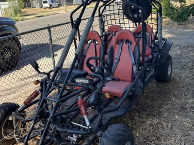 4-Seater Off-Road Utility Buggy UTV - Black Frame with Red Seats
